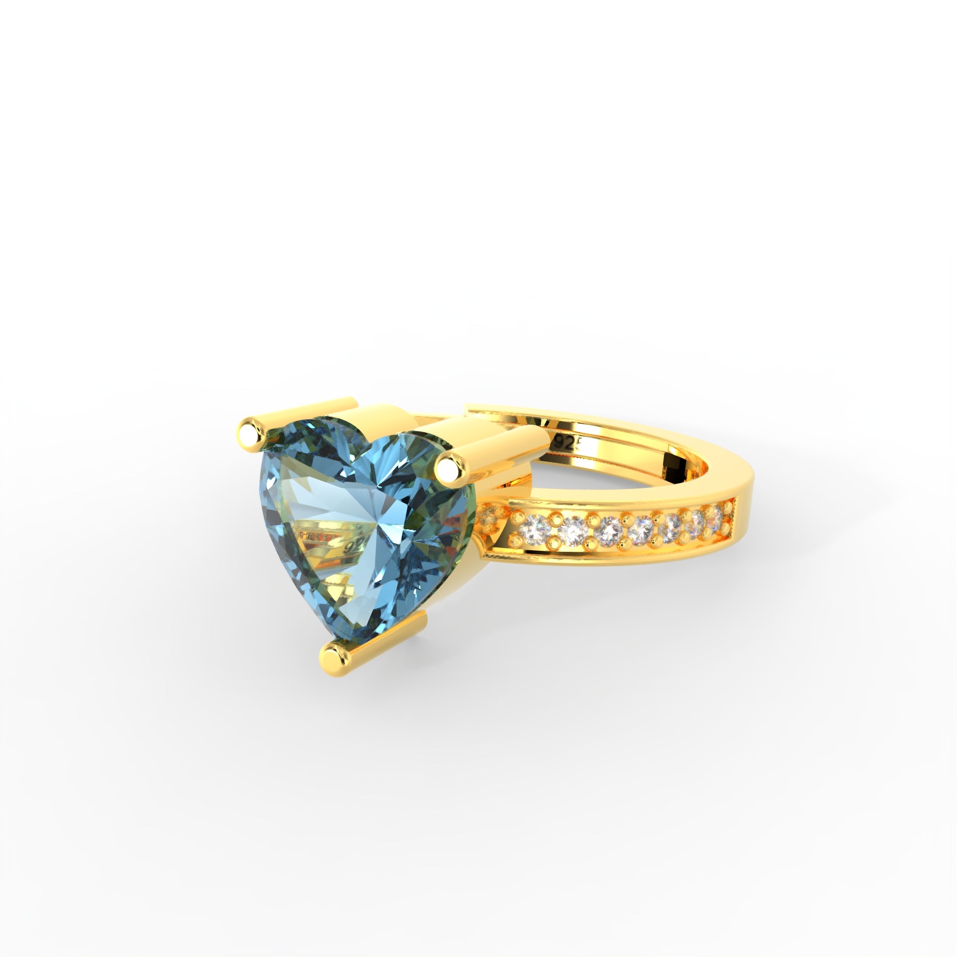 Heart Blue Sparkling Solitaire Ring – 925 Hallmarked Sterling Silver Elegance by Kesardeep